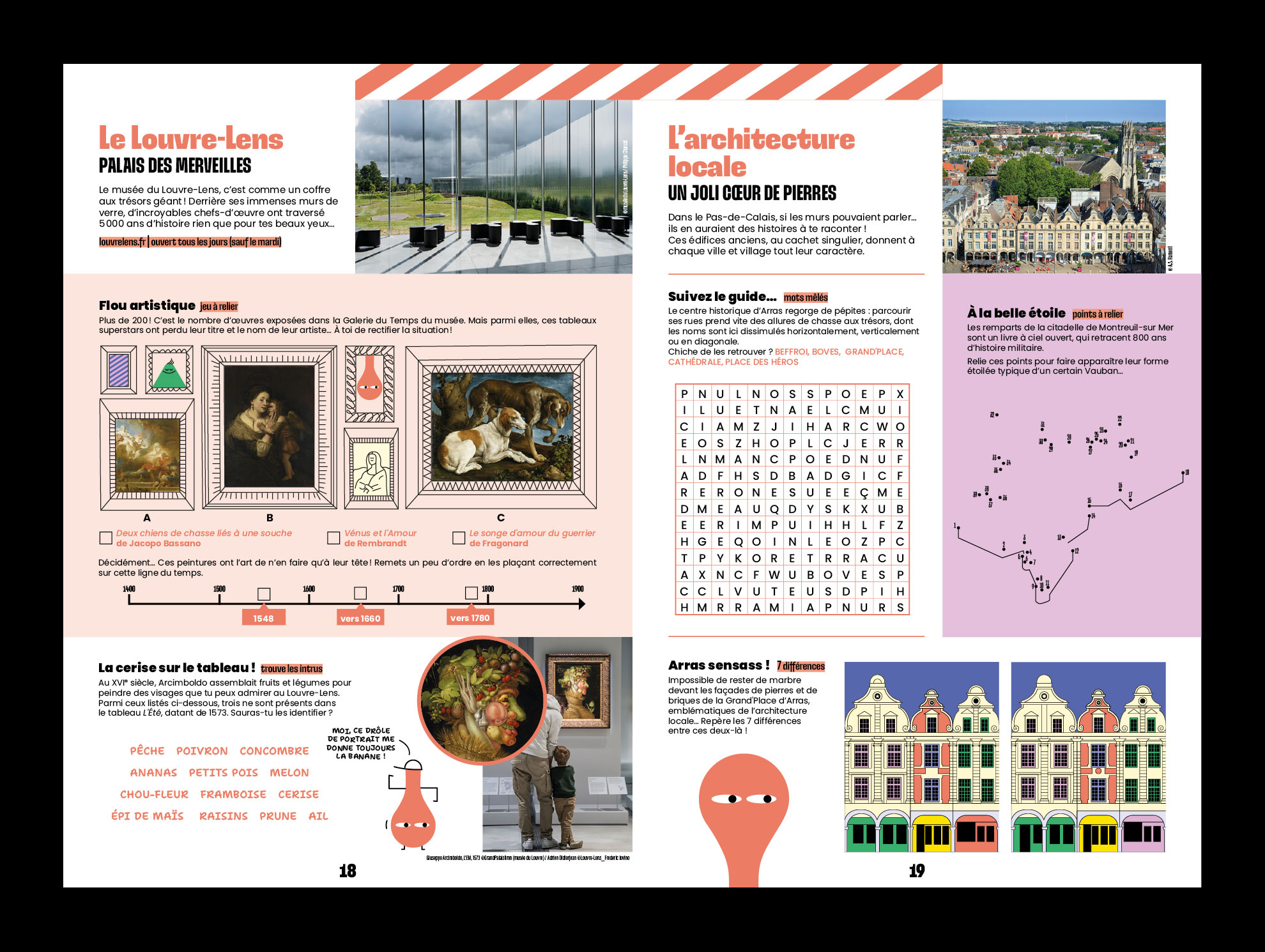 conception d'un cahier de vacances autour du tourisme durable pour le pas de calais, illustrations, design graphique, conception des jeux par le studio okowoko à Amiens